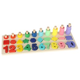 Liczydło drewniane sorter cyfry montessori 3w1 13x36cm