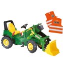 ROLLY TOYS John Deere Traktor na Pedały z Łyżką + Kamizelka Odblaskowa dla Dzieci Gratis