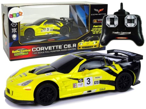 Samochód Zdalnie Sterowany Corvette Żółte C6.R 1:24, 2.4 G Światła