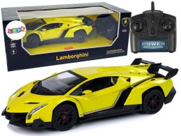 Samochód Zdalnie Sterowany Lamborghini Veneno Żółte 1:24, 2.4 G Światła