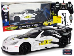 Samochód Zdalnie Sterowany Corvette C6.R Wyścigowy R/C 1:18 Biały, 2.4 G Światła