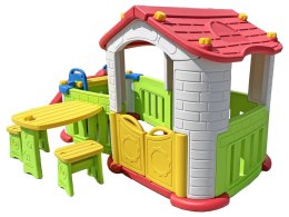 Domek Ogrodowy dla dzieci, Zestaw Zjeżdżalnia, Stolik, Krzesła 806