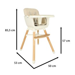 Krzesełko do Karmienia Drewniane Beżowe Wymiary