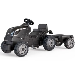 Traktor XL Czarny na Pedały z Przyczepką, SMOBY