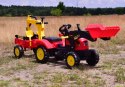 Traktor Na Pedały Z Przyczepą, Łyżką I Koparką Czerwony/ Tr3009