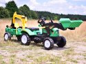 Traktor Na Pedały Z Przyczepą, Łyżką I Koparką Zielony/ Tr3009