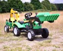 Traktor Na Pedały Z Przyczepą, Łyżką I Koparką Zielony/ Tr3009