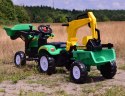 Traktor Na Pedały Z Przyczepą, Łyżką I Koparką Zielony/ Tr3009