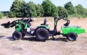 Traktor Na Akumulator Z Ładowarką, koparką, Przyczepą, Zielony