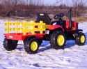 Mega Traktor Na Akumulator Z Przyczepą Czerwony /hl3388